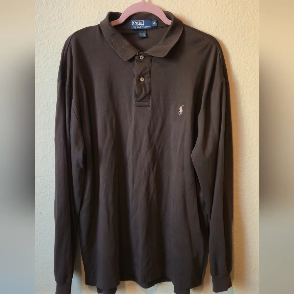 Polo Ralph Lauren Men’s Pullover Long Sleeve Brown cotton Shirt Size XLarge